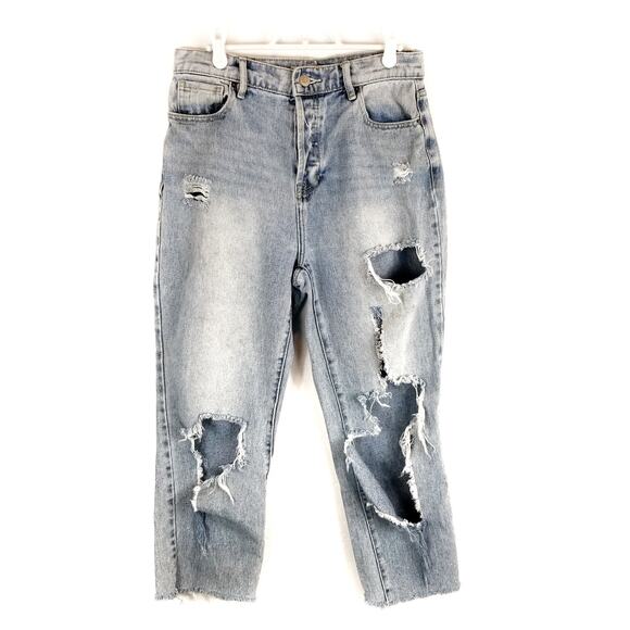 PacSun Women's High Rise Straight Distressed Button Fly Jeans Size 28 - Picture 1 of 7